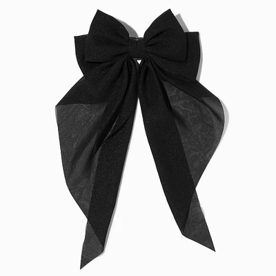 Black Long Tail Hair Bow Clip