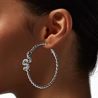 Silver-tone Snake Twisted Hoop Earrings - 3 Pack