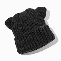 Black Cat Knit Beanie Hat