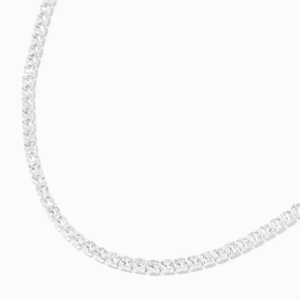 Silver-tone Crystal Chain Necklace