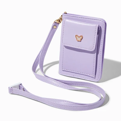 Lavender Butterfly Wallet with Lanyard