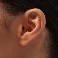 Gold-tone Cubic Zirconia Curve 18G Threadless Cartilage Earring