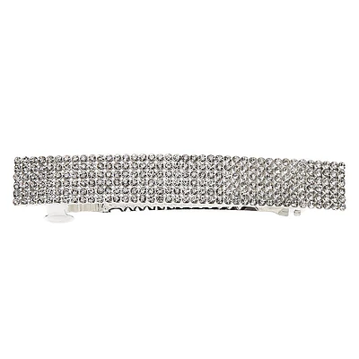 Silver Rhinestone Rectangle Hair Barrette