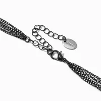 Hematite Cup Chain & Pearl Tassel Y-Neck Multi-Strand Necklace