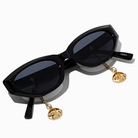 Black Oval Seashell Charm Sunglasses