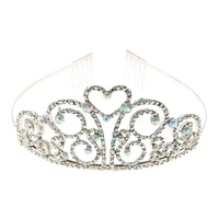 Claire's Club Silver-tone Crystal Heart Swirl Tiara