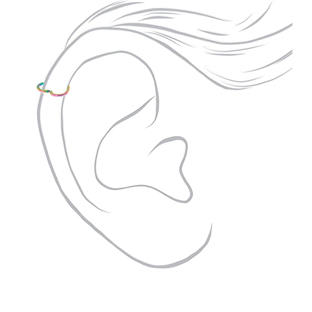 Mixed Metal Titanium 16G Anodized Heart Cartilage Hoop Earrings - 3 Pack