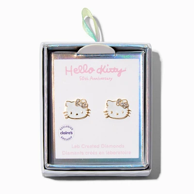 Hello Kitty® 50th Anniversary Claire's Exclusive Sterling Silver 1/20 ct. tw. Lab Grown Diamond & Enamel Stud Earrings