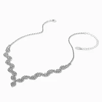 Silver-tone Rhinestone Leaves Jewelry Set - 2 Pack