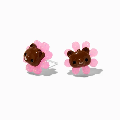 C LUXE by Claire's Sterling Silver Post Glow in the Dark Bear Flower Stud Earrings