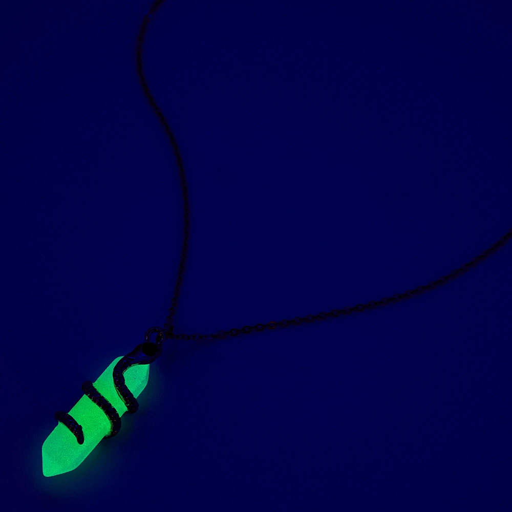 Snake Purple Glow In The Dark Mystical Gem Pendant Necklace