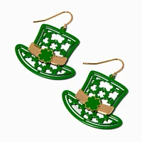 St. Patrick's Day Leprechaun Top Hat Cut-Out Drop Earrings