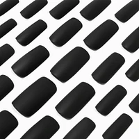 Matte Black Long Square Vegan Faux Nail Set - 24 Pack