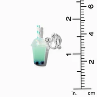 Mint Bubble Tea 0.5" Clip-On Drop Earrings