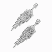 Silver-tone Rhinestone 2.5" Chandelier Drop Earrings