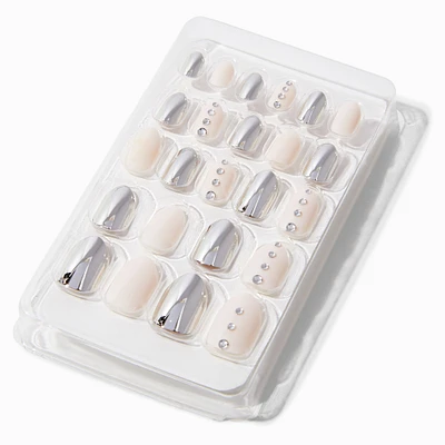 Nude Gem Stiletto Press On Vegan Faux Nail Set - 24 Pack