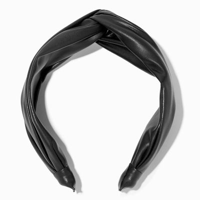 Black Faux Leather Twisted Headband