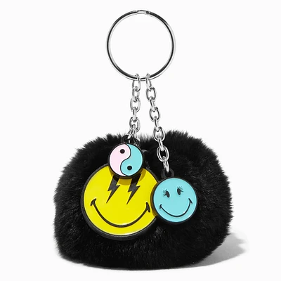 Smiley World® Black Pom Pom Keychain