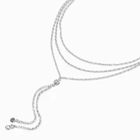 Silver-tone Cubic Zirconia Multi-Strand Y-Neck Necklace