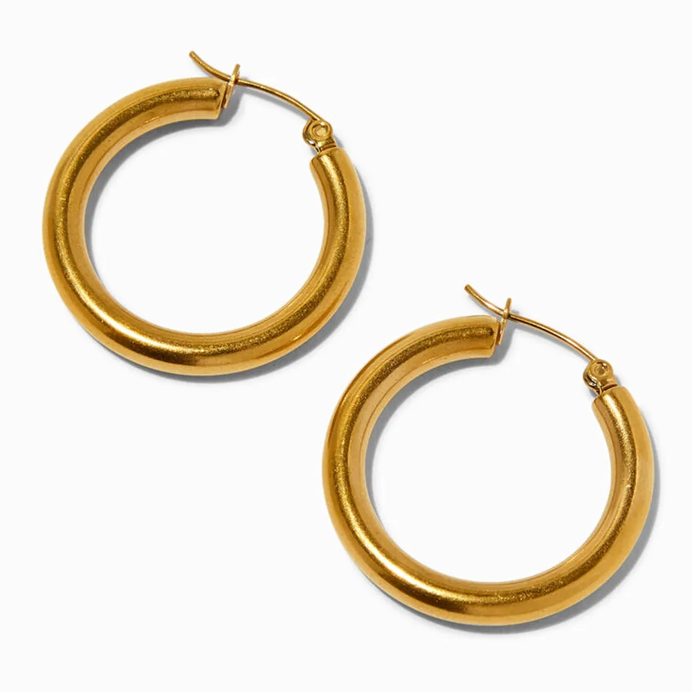 Gold-tone Stainless Steel 4MM Huggie Hoop Earrings