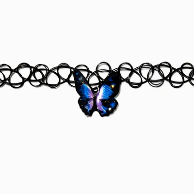 3D Butterfly Pendant Black Tattoo Choker Necklace