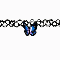 3D Butterfly Pendant Black Tattoo Choker Necklace