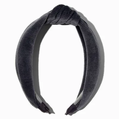 Knotted Ribbed Knit Headband - Dark Gray