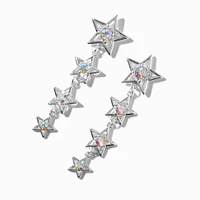 Iridescent AB Star Silver-tone Drop Earrings