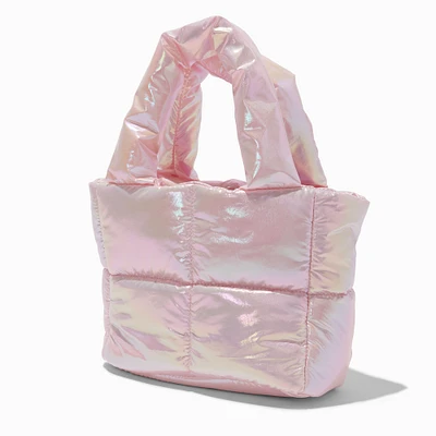 Metallic Pink Puffy Tote Bag