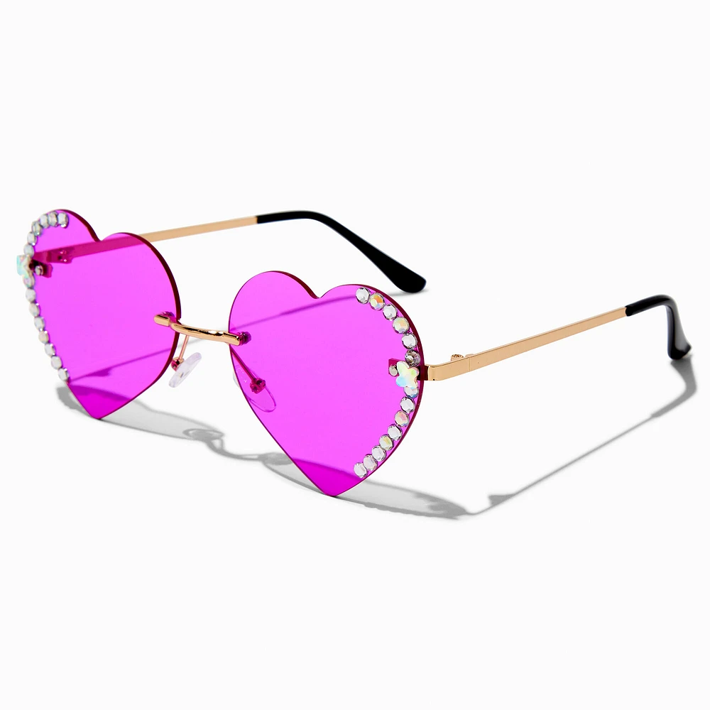 Purple Heart Rhinestone Sunglasses