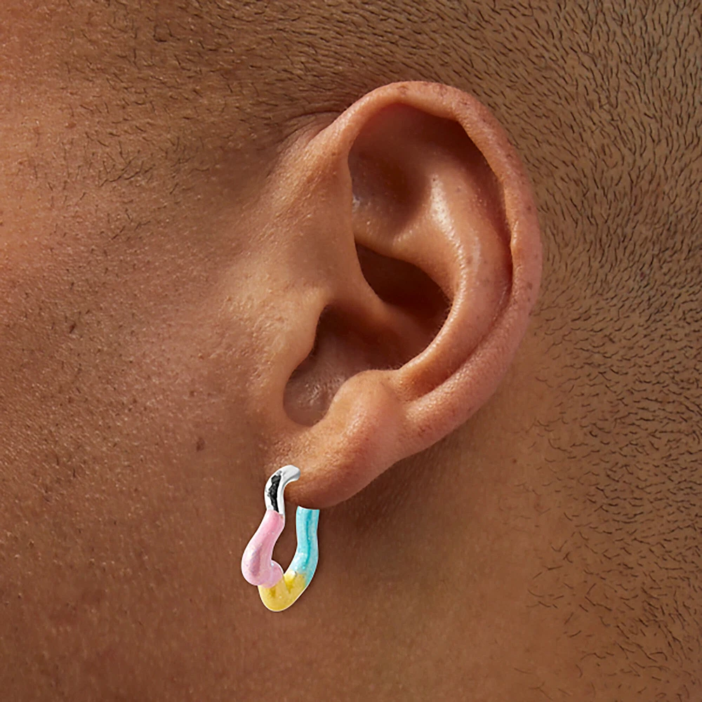 Rainbow Drippy Hoop Earrings