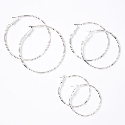 Silver Graduated Hoop Earrings - 3 Pack