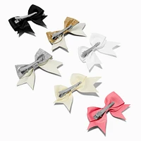 Claire's Club Neutral Glitter Hair Bow Clips - 12 Pack