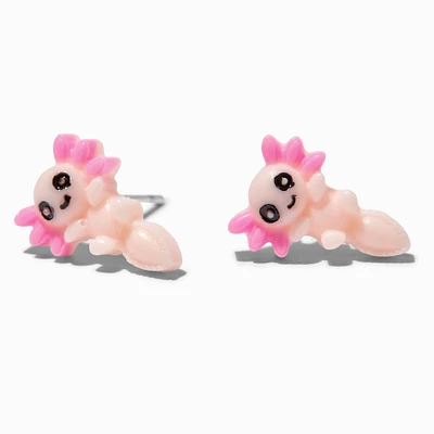 Pink Axolotl Stud Earrings