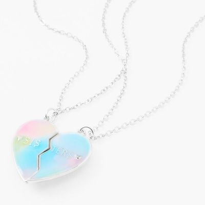 Best Friends Pastel Ombre Heart Pendant Necklaces - 2 Pack
