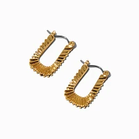 Gold-tone Textured Rectangle Hoop Earrings