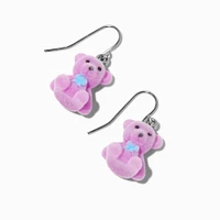 Pink Fuzzy Teddy Bear Drop Earrings