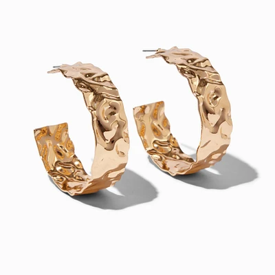 Gold-tone Crinkle Hoop Earrings