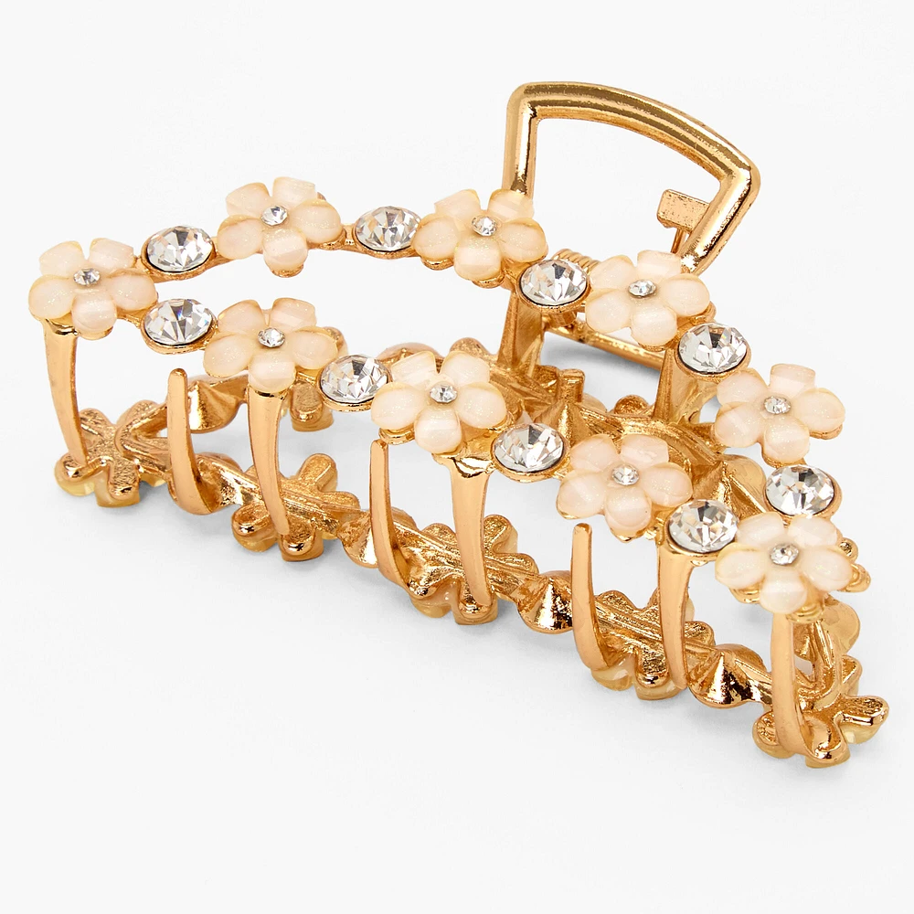 Gold Daisy Studded Oval Hair Claw