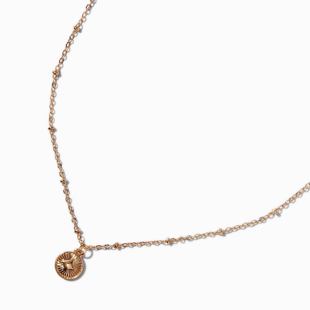 Gold-tone Mini Starburst Disc Pendant Necklace