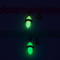 Best Friends Glow in the Dark Faux Crystal Pendant Tattoo Choker Necklaces - 2 Pack