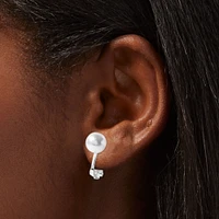 Silver 8MM Pearl Clip-On Earrings