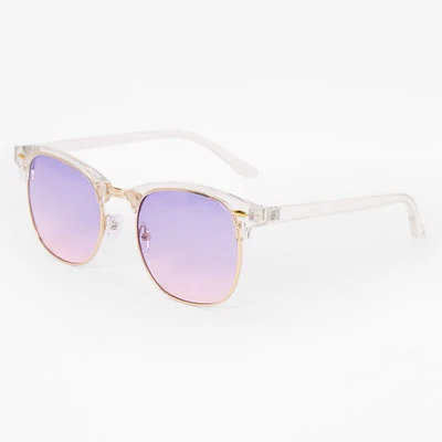 Clear Retro Browline Sunglasses