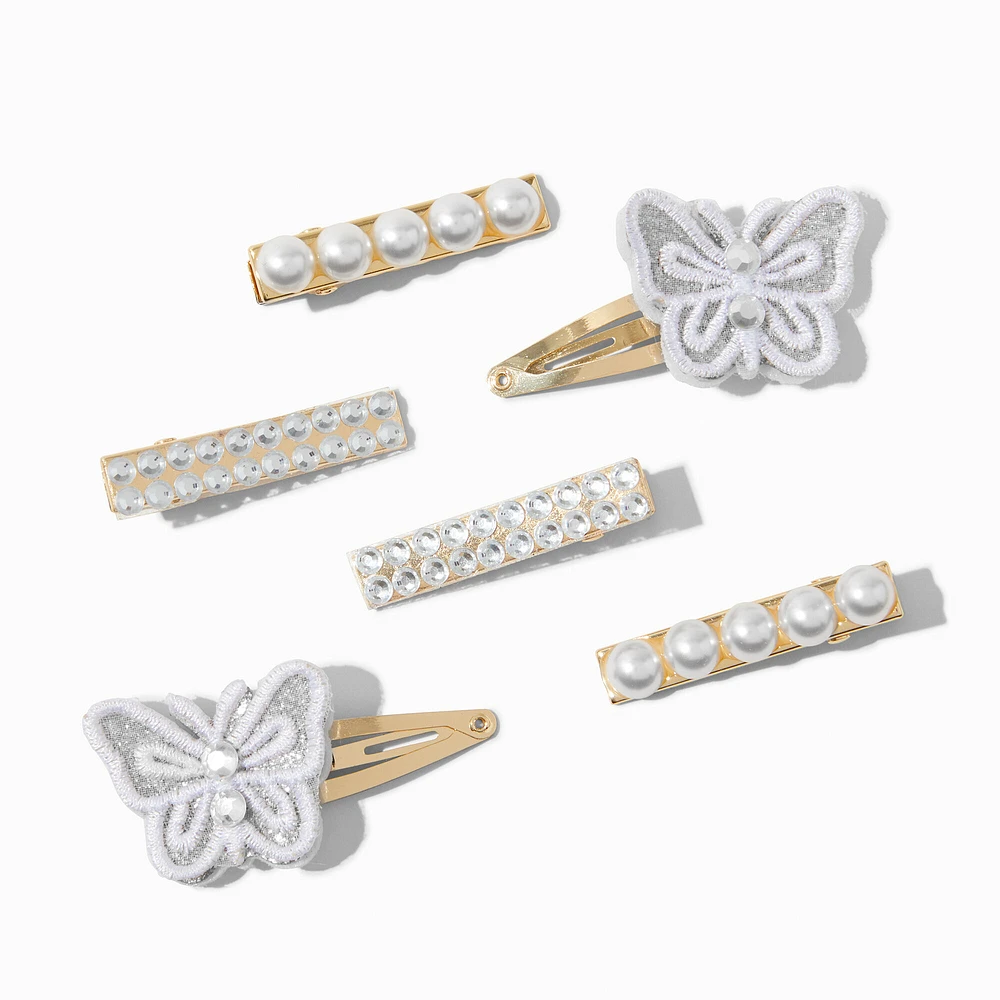 Claire's Club Special Occasion Silver-tone Mixed Hair Clips - 6 Pack