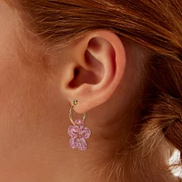 Pink Glitter Acrylic Flower Hoop Earrings