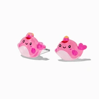 Pink Narwhal Stud Earrings