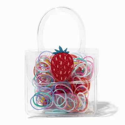 Claire's Club Mini Strawberry Purse Rainbow Hair Ties