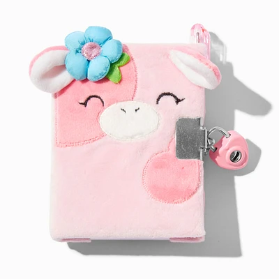 Claire's Club Pink Cow Plush Mini Lock Diary