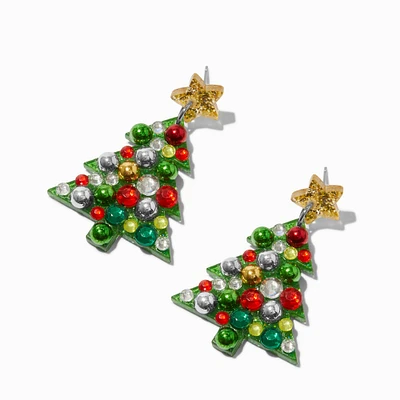 Beaded & Sequin Christmas Tree Acrylic Stud Earrings