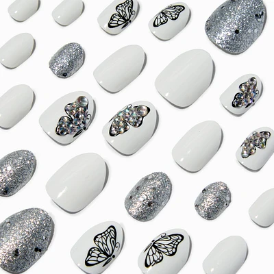 Butterfly Bling Stiletto Press On Vegan Faux Nail Set - 24 Pack